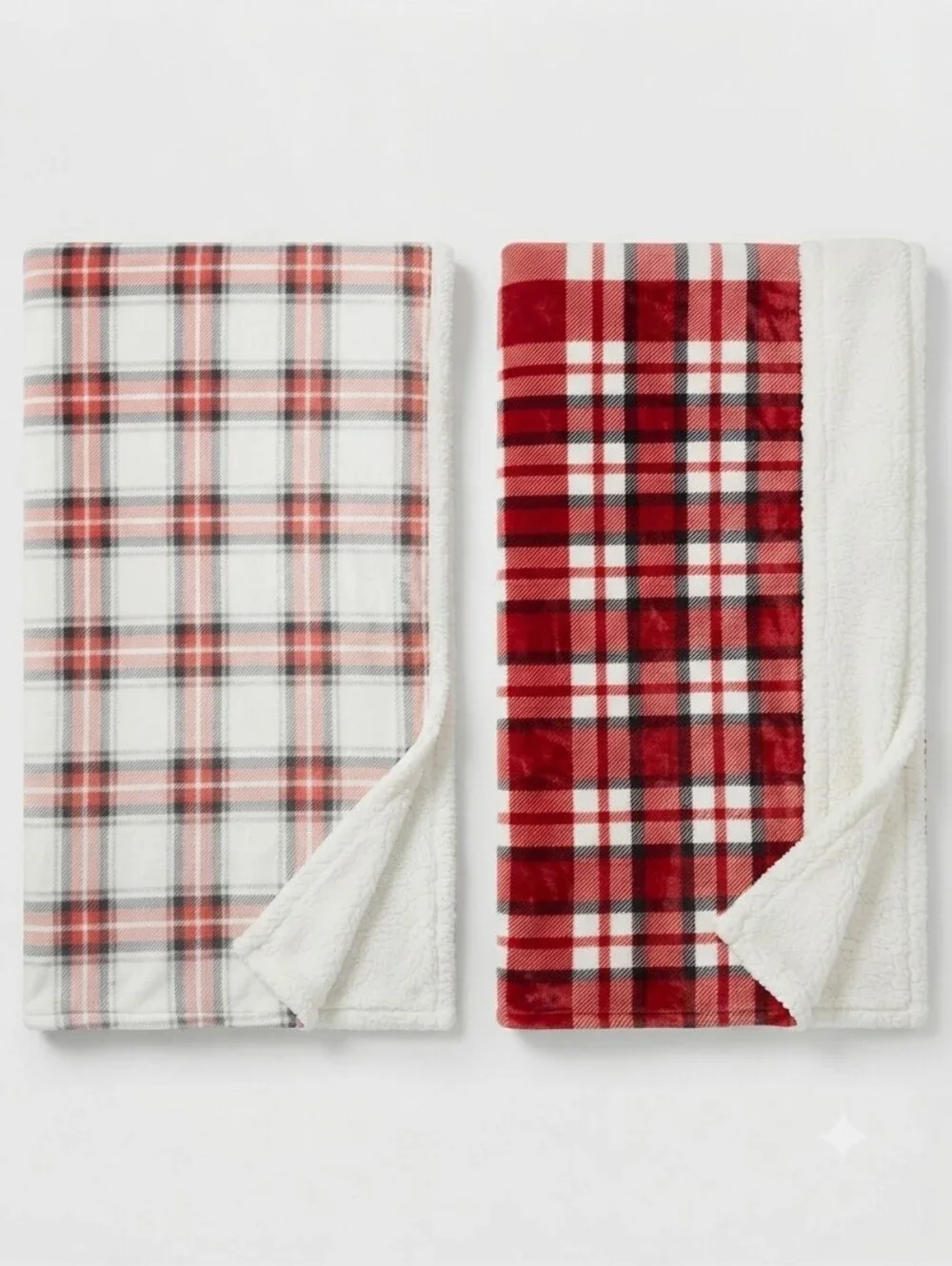 NWT Comfort Bay Cozy Cuddler & Microlight Berber Plaid Throw Blankets